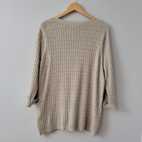 Women's Soft Cable Knit Crewneck Sweater 3/4 Sleeve Plus Size 3X - Picture 3 of 8